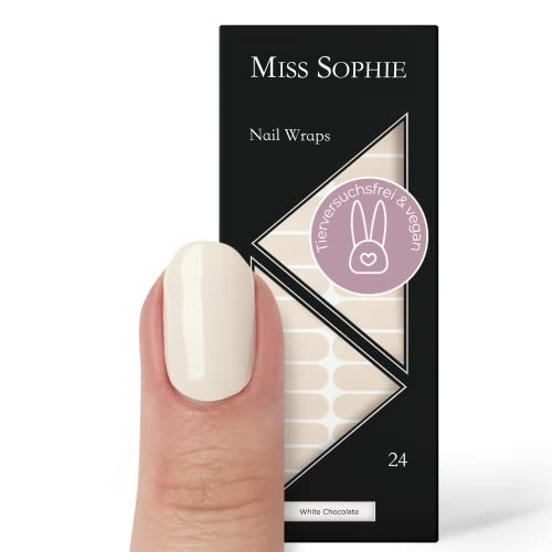 Miss Sophie Pellicola Per Unghie - "White Chocolate", Tinta Unita, Crema, Nail Wraps -24 Pellicole Per Unghie Autoadesive Ultrasottili A Lunga Durata