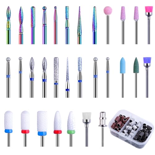 30 Pezzi Punte Fresa Unghie E 75 Pezzi Cilindri Abrasivi Fresa Unghie, 3/32" Professionale Punte Fresa Unghie Per La Rimozione Del Gel, Punte Per Fres