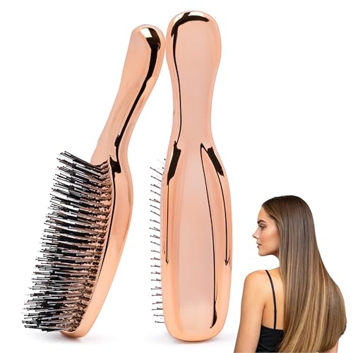 G&B Hair - Spazzola Districante Per Capelli, Districa La Rottura, Districa Tutti I Tipi Di Capelli, Spazzola Districante Con Setole Morbide, Oro Rosa