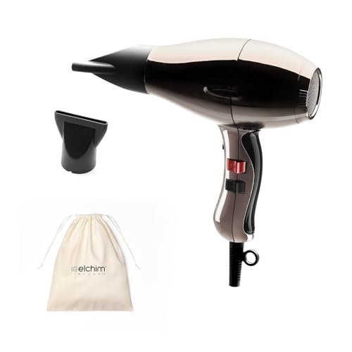 Phon Per Capelli Elchim 3900 Healthy Ionic Titanio Con Sacchetta Bianca In Cotone - Asciugacapelli Professionale Made In Italy - Leggero E Silenzioso,