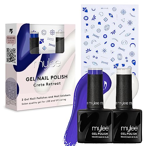 Mylee Crete Retreat Set Smalto Per Unghie Gel Semipermanente Con Adesivi Per Nail Art 2X10Ml Uv/Led Nail Art Manicure Pedicure Per Uso Professionale E