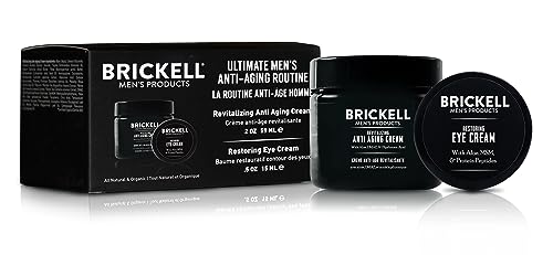 Brickell Men'S Ultimate Anti-Aging Routine, Crema Viso Notte Antirughe E Crema Contorno Occhi Per Ridurre Gonfiori, Rughe, Occhiaie, Borse Sotto Gli O