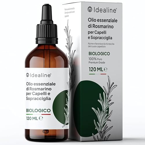 Idealine Olio Di Rosmarino Per Capelli Sopracciglia 120Ml, 100% Biologico E Naturale Con Olio Di Cocco E Jojoba, Nutre E Stimola La Crescita Del Cuoio
