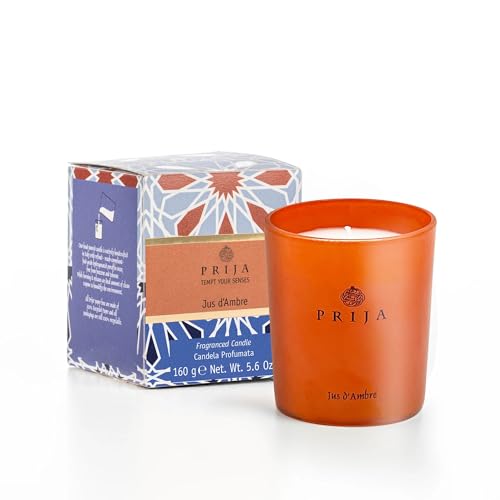 Prija Jus D'Ambre Candela Artigianale Con Profumo Mediterraneo, Realizzata A Mano In Italia, Candela Profumata Per Aromaterapia In Scatola 160 G