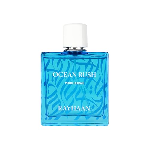 Rayhaan Ocean Rush Aqua Collection For Men Eau De Parfum Spray, 3.4 Ounce