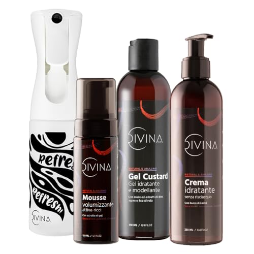 Kit Definizione E Refresh Per Capelli Mossi, Ricci, Super Ricci E Afro Natural&Amazing Di Divina Blk, 4 Prodotti Inclusi, Trattamento Completo