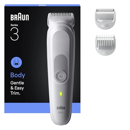 Braun Trimmer Per Il Corpo, Body Groomer Series 3, 3 Strumenti Per La Rasatura, Con Protezione Skinguard, Durata Di 80 Min, Morbido Per Aree Sensibili