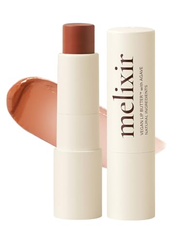 Melixir Vegan Lip Butter #12 Caramel(Tinted) (+8 More Colors) 0.13Oz, Bee Free, Petrolatum Free, Deep Nourishing Plant-Based Vegan Chapstick