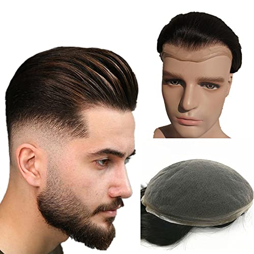 N.L.W 360 Parrucche Di Pizzo Pieno Full Lace Parrucca Uomo Per Afro Uomini Sistema Di Sostituzione Dei Capelli Protesi Capelli Uomo 8×10 Pollici Pelle
