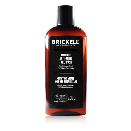 Brickell Men'S Detergente Viso Anti-Età Ridefinitivo Per Uomo, Naturale E Biologico, Detergente Viso In Gel Schiumogeno Per Ridurre I Segni Dell'Invec