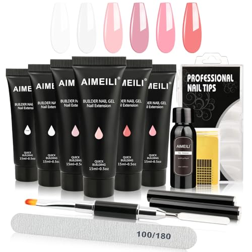 Aimeili Gel Unghie Ricostruzione Kit, 15Ml Kit Unghie Gel Completo, Unghie Finte Fingers Kit, Estensione Delle Unghie, Unghie Extension Gel Set Con Un