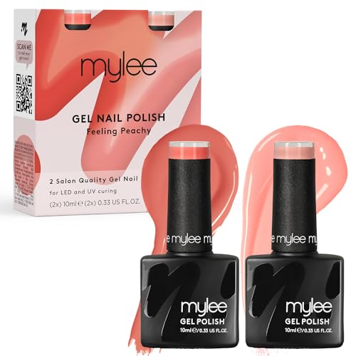 Mygel By Mylee Feeling Peachy Set Smalto Per Unghie Gel Semipermanente 2X10Ml Uv/Led Nail Art Manicure Pedicure Per Uso Professionale E Domestico - Lu