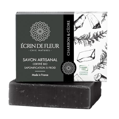 Écrin De Fleur – Sapone Disintossicante Al Carbone & Cedro, Sapone Biologico Artigianale, Saponificato A Freddo, 1X90G