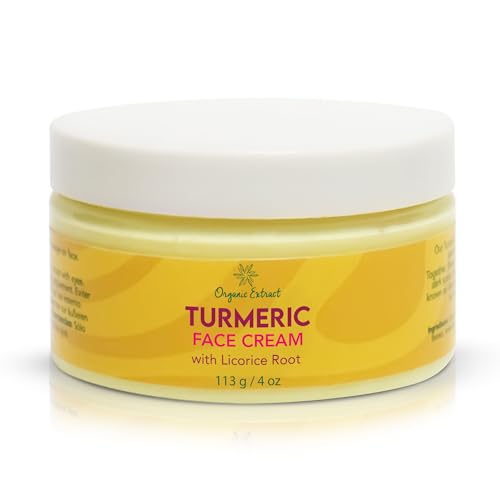 Turmeric Face Cream For Dark Spots - 4 Fl Oz / 113 G – Natural Skin Brightening Cream, Facial Moisturizer, Fade Scars, Sun Damage & Age Spots, Intense
