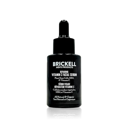 Brickell Siero Viso Antietà Alla Vitamina C Per Uomo, Siero Viso Notte Riparatore, Siero Viso All'Acido Ialuronico Naturale E Bio Per Diminuire Le Rug