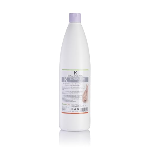 Kosmforyou Sapone Liquido Mani Con Oli Essenziali, Tea Tree E Aloe Vera Biologica - Pulisce E Idrata La Pelle 1000 Ml (1000 Ml)