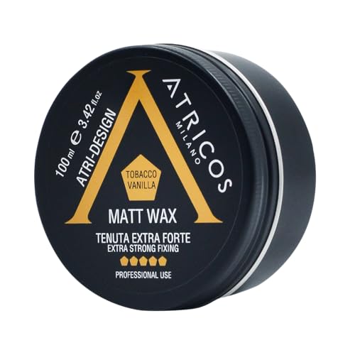 Atricos At121 Matt Wax 100, Cera Modellante Per Capelli Tenuta Extra Forte Effetto Opaco, Fragranza Tabacco Vaniglia, 100 Ml.