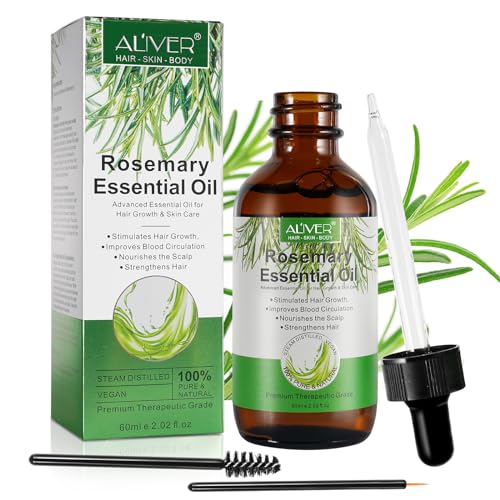 Olio Essenziale Olio Di Rosmarino Per Capelli, 100% Puro Biologico Per Sopracciglia E Ciglia, Viso, Pelle, Stimola Crescita Dei Capelli 60Ml, Olio Ros