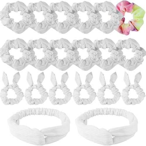 21 Elastici Per Capelli Bianchi Per Batik, Fiocchi Di Cotone Fai Da Te, Elastici Per Capelli, Elastici Per Capelli, Turbante Antiscivolo, 3 Tipi Di At