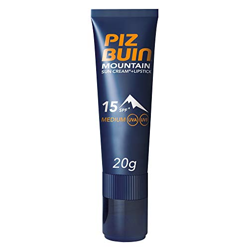 Piz Buin, Crema Solare Più Stick Labbra, Montagna 15 Spf, Mountain, Protezione Solare Media, Filtro Solare Uva/Uvb, 20G