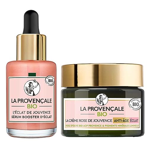 La Routine Rose Peau Splendente Certificato Bio, Crema 50 Ml + Siero 30 Ml
