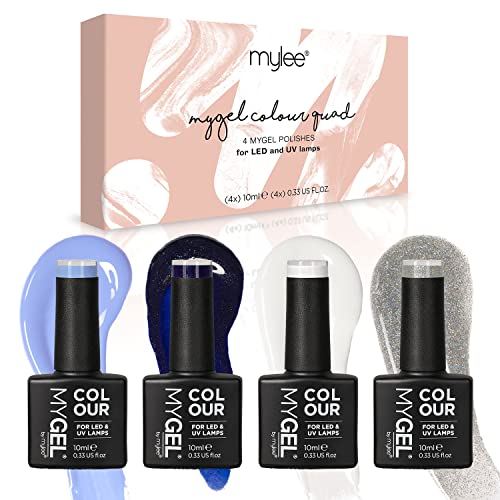 Mygel By Mylee Snow Queen Set Smalto Per Unghie Gel Semipermanente 4X10Ml Uv/Led Nail Art Manicure Pedicure Per Uso Professionale E Domestico - Lunga