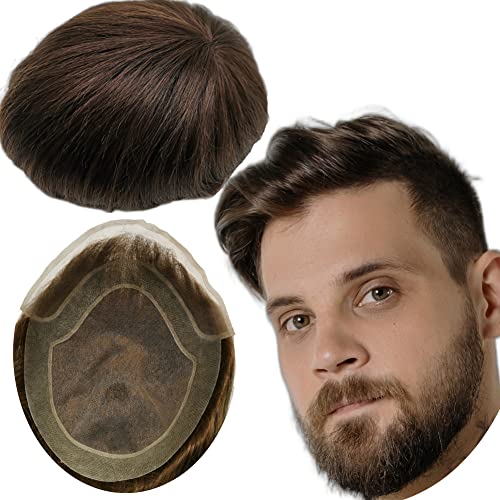 Protesi Capelli Uomo Yanahair Toupee Per Uomini Parrucchini Parrucca Capelli Veri Uomo Parrucche 100% Europeo Capelli Umani Veri Fine Francese Pizzo C