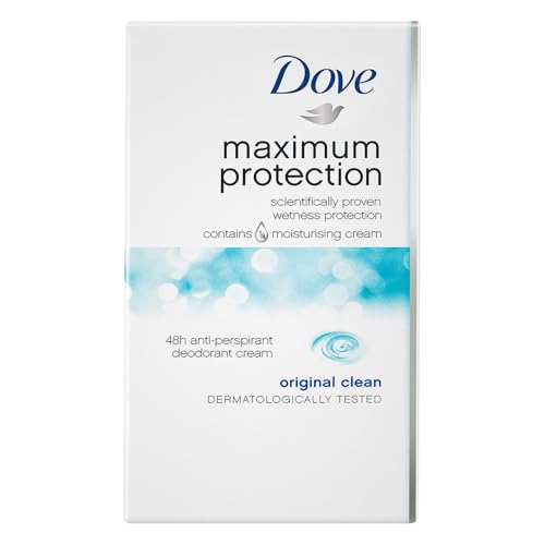 Dove Deodorante Crema Maximum Protection, 3 Pezzi, 45 Ml Ciascuno, Fresh Scent, Dermatologicamente Testato, Antitraspirante Per Ascelle, Protezione Pe