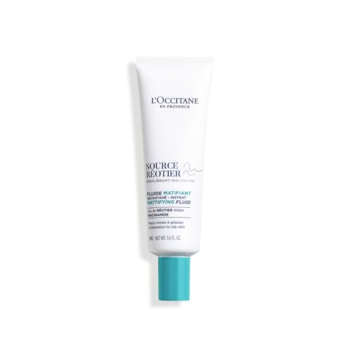 L'Occitane Fluido Opacizzante Istantaneo Source Réotier, 50 Ml, Pelle Mista E Grassa, Made In France