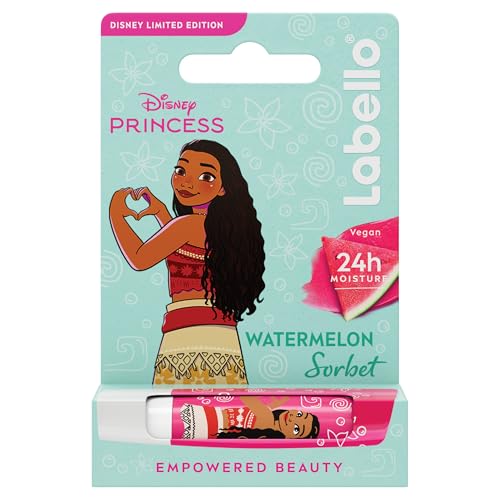 Labello Disney Princess Limited Edition Watermelon Shine 4.8 G, Balsamo Labbra Colorato Con Vaiana Di Oceania, Burrocacao Bambina 3+ Idratante 24H, Bu