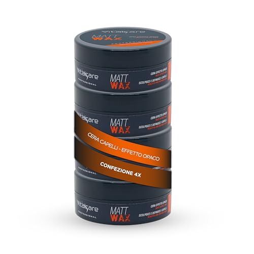 Vitalcare | Matt Wax - Cera Con Effetto Opaco, Cera Per Capelli Uomo Professionale, Per Capelli Più Scolpiti E Definiti, 4 X 100 Ml
