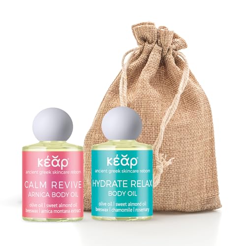 Kear Mini Oil Duo: The Ultimate Travel Relaxation Ritual, Hydrate, Relax, Reenergise, Set Di 2 Oli Naturali Per Il Corpo Da 10 Ml