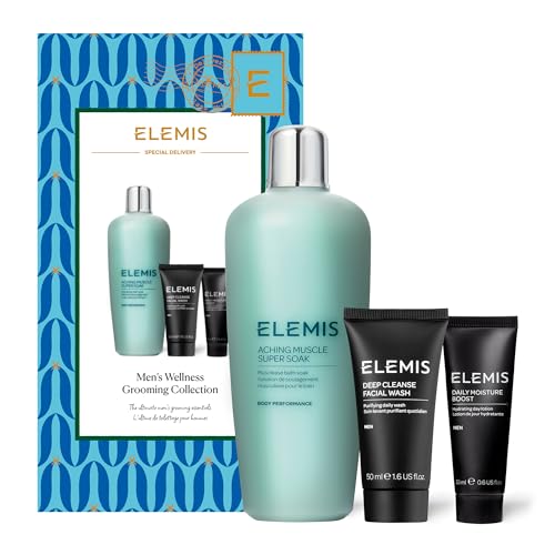 Elemis Limited Edition Men'S Wellness Care Christmas Collection Luxury Bath And Skin Care Gift Set, Deep Cleansing Facial Toner For Travel And Daily M