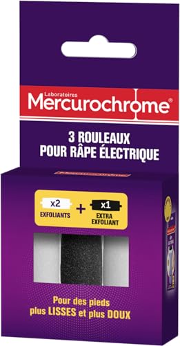 Mercurochrome - Rotoli Per Grattugia Elettrica - 3 Unità - 2 Rotoli Esfolianti - 1 Rotolo Extra Esfoliante - Rimuove La Pelle Morta, Il Corno E I Call