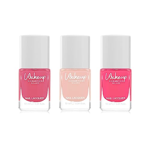 Wakeup Cosmetics - Kit Pink Passion - Contiene 3 Smalti A Lunga Durata Dal Finish Brillante (Aria, Luz, Flamengo)