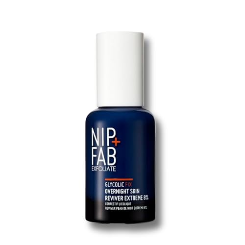 Nip+Fab Glycolic Fix Rivitalizzatore Notturno Della Pelle Extreme 8% 45 Ml, Esfoliante Per La Pelle Del Viso Con Acido Lattico E Formula Speciale Per