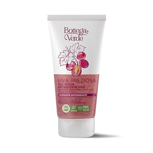 Bottega Verde - Uva Preziosa, Gel Scrub Detergente, 150 Ml, Con Estratto Iperfermentato Di Uva Rossa, Levigante Antiossidante, Per Pelli Normali