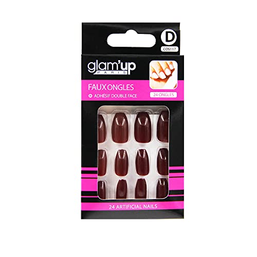 Glam'Up Paris – Unghie Finte – Copertura Completa – Facile Da Usare, 24 Unghie Finte Per Scatola + Adesivi Double Face, A Forma Di Ballerina, N. 117,