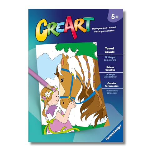 Ravensburger - Creart: Libro Da Colorare, Teneri Cavalli, Bambini 5 Anni, Dipingere Con I Numeri, Giochi Educativi E Di Viaggio