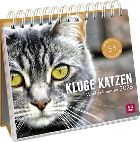 Wochenkalender 2025: Kluge Katzen: Katzenkalender Zum Aufstellen Mit Wochenkalendarium, Tischkalender Als Geschenk Für Katzenfreunde