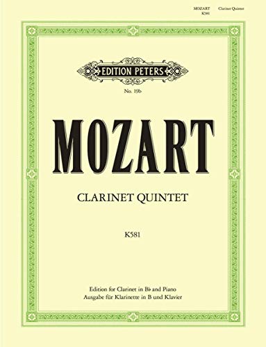 Clarinet Quintet In A K581 Arranged In B Flat For Clarinet In B Flat And Piano