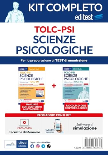 Tolc-Psi 2025: Kit Completo Per Il Test Di Scienze Psicologiche. Valido Anche Per Il Tolc-Su. Con Corso Online Di Tecniche Di Memoria Incluso