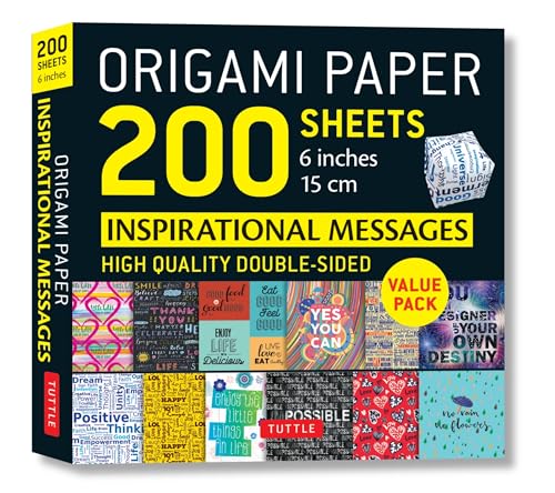 Origami Paper 200 Sheets Inspirational Messages: Tuttle Origami Paper: High-Quality Double Sided Origami Sheets Printed With 12 Different Designs ... 