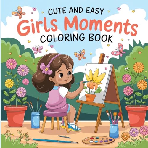 Cute And Easy Girls Moments Coloring Book: Girl Coloring Book, Fun Girly Coloring Book For Young Girls, Simple Coloring Book For Girls 6-12