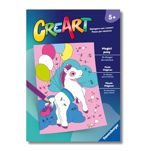 Ravensburger - Creart: Libro Da Colorare, Magici Pony, Bambini 5 Anni, Dipingere Con I Numeri, Giochi Educativi E Di Viaggio