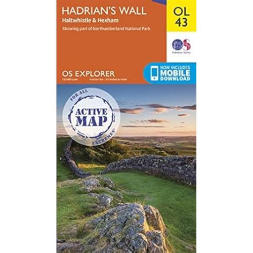 Hadrian’S Wall Map | Weatherproof | Haltwhistle & Hexham | Ordnance Survey | Os Explorer Active Map Ol43 | England | Walks | Hiking | Maps | Adventure