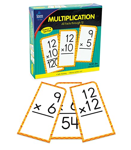 Carson Dellosa Multiplication Flash Cards—Grades 2-5 Double-Sided Cards, Multiplying All Math Facts From 0-12, Elementary Mathematics Practice (169 Pc
