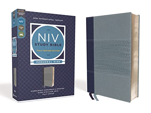 Niv Study Bible: New International Version, Navy / Blue Leathersoft, Personal Size, Red Letter, Comfort Print