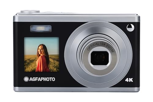 Agfa Photo Realishot Dc9200 - Fotocamera Digitale Compatta, 24 Mp, Video 4K, Zoom Ottico 10X, Schermo Doppio 2,8" + 1,54", Sensore Cmos, Stabilizzazio