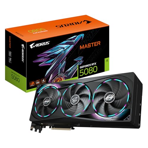 Gigabyte Aorus Geforce Rtx 5080 Master 16G Scheda Grafica - 16Gb Gddr7, 256 Bit, Pci-E 5.0, 2805Mhz Core Clock, 3 X Displayport, 1 X Hdmi, Gv-N5080Aor